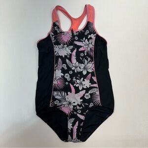 Zero Xposur Girls One Piece Tropical Pink Bathing Suit Size XL 16